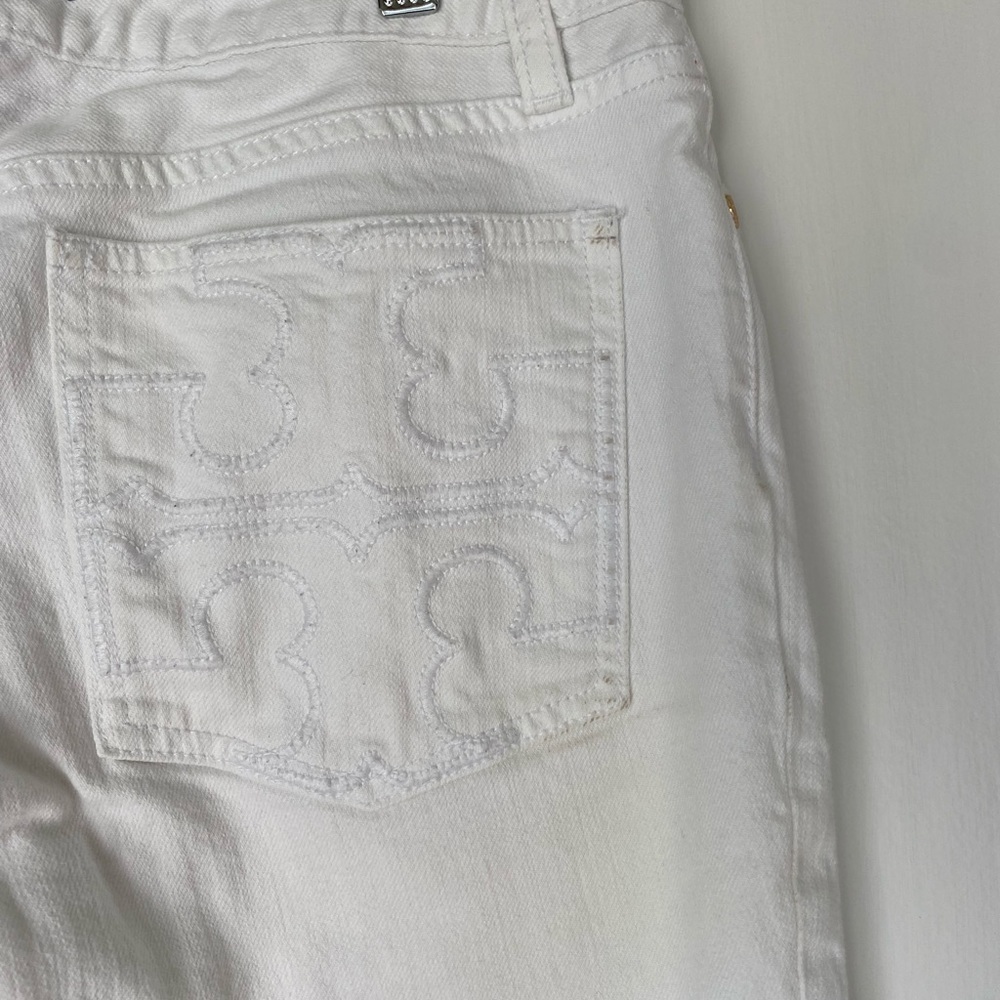 𝅺Tory Burch White Denim Jeans Women’s Size 30 Super Skinny Jeans - Picture 6 of 10